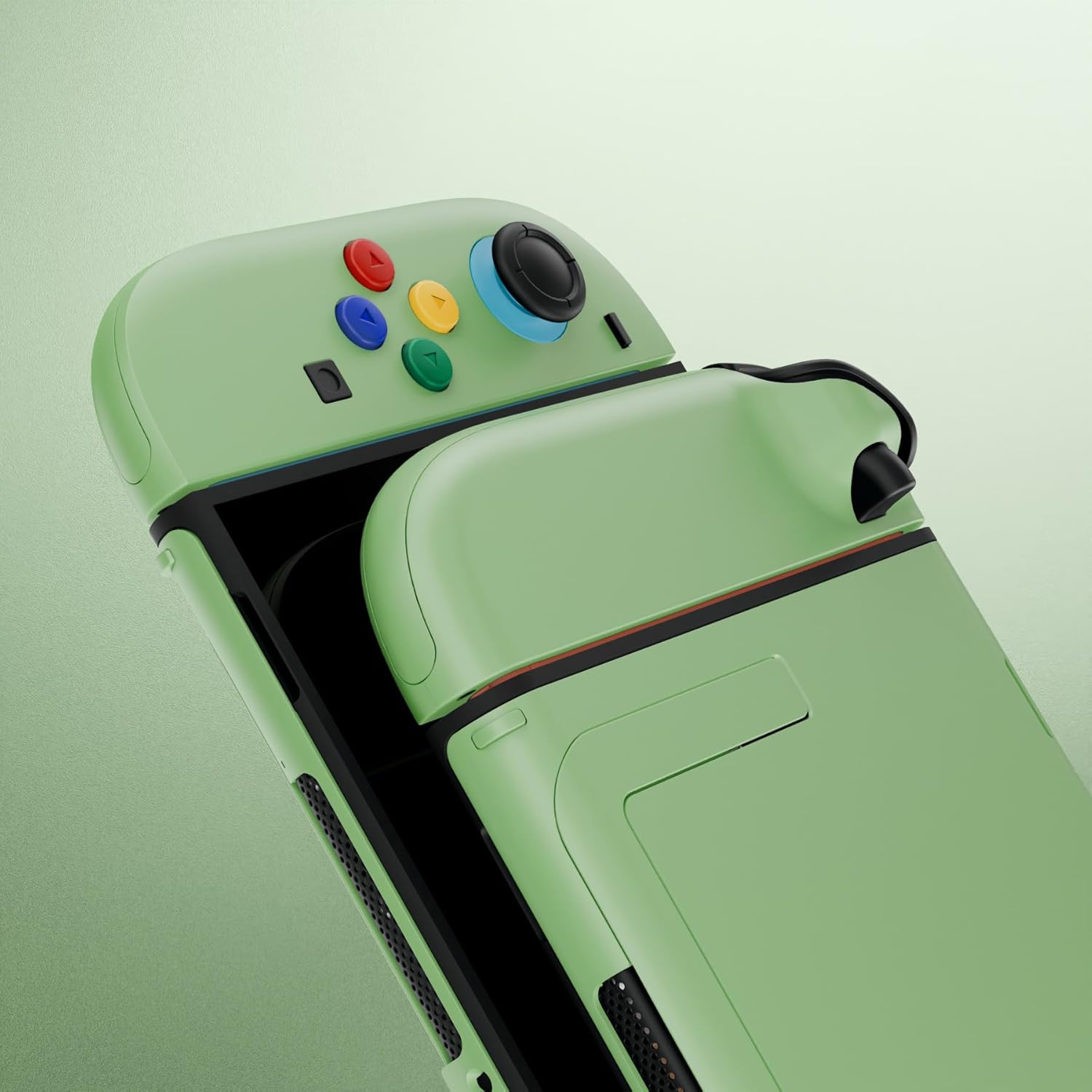 Extremerate DIY Replacement Shell Buttons for Nintendo Switch 2, Custom Console Rear Back Plate + Faceplate with Decorative Strips ABXY Direction Keys for Joycon 2 - Essence Version - Matcha Green - New Hope Gray image number 6