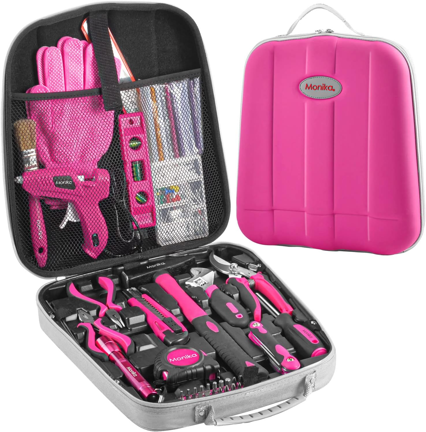 Monika 159PCS Pink Tool Kit Portable Household Tool Set Multi-Functional Repair Tool for Household Repair Removal Maintenance General Household Hand Tool Kit with Storage Case image number 1