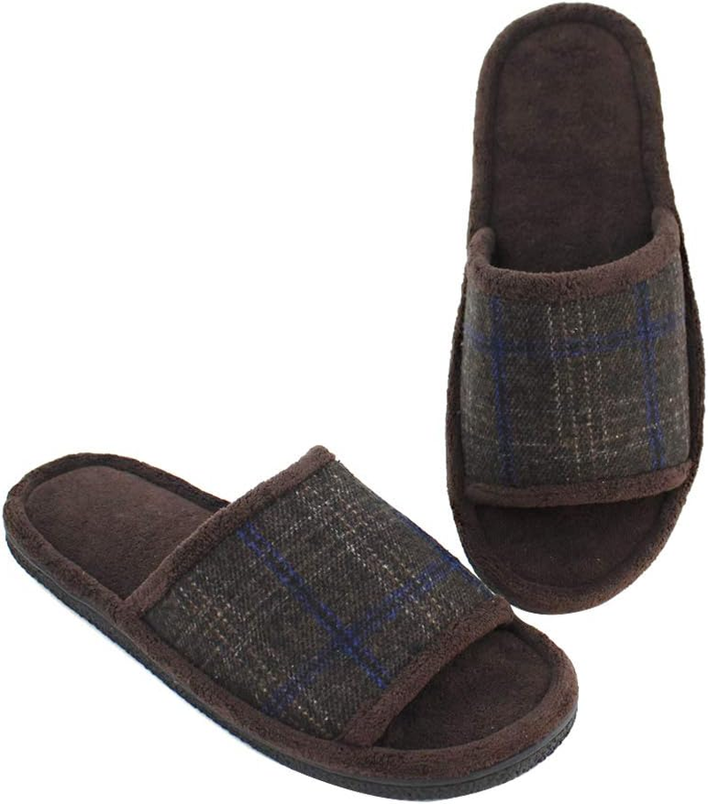 Magtoe Men'S Open-Toe Memory Foam Spa Slide Slippers Comfort Indoor Outdoor Slip-On Shoes