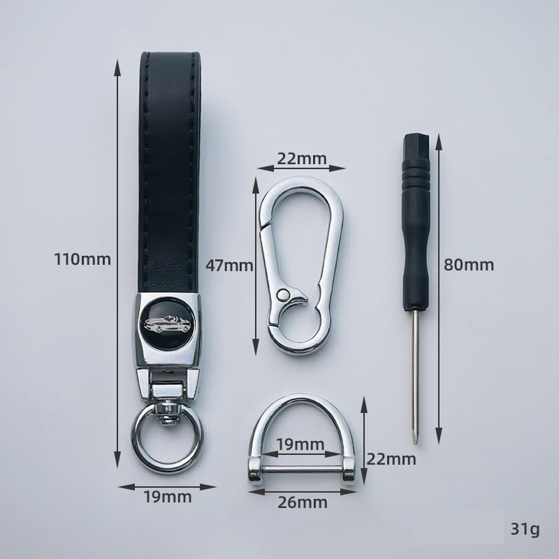 PU Leather Car Keychain, Handmade Key Fob Key Chain for Car Keys, Universal Lanyard Keychain with Snap Hooks image number 5