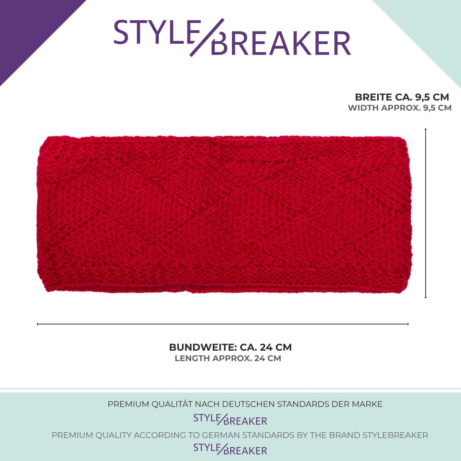 Stylebreaker 04026062 Women'S Knitted Headband Plain with Diamond Pattern, Thermal Fleece Lining, Winter Headband Plain Cream/White - Beige image number 3