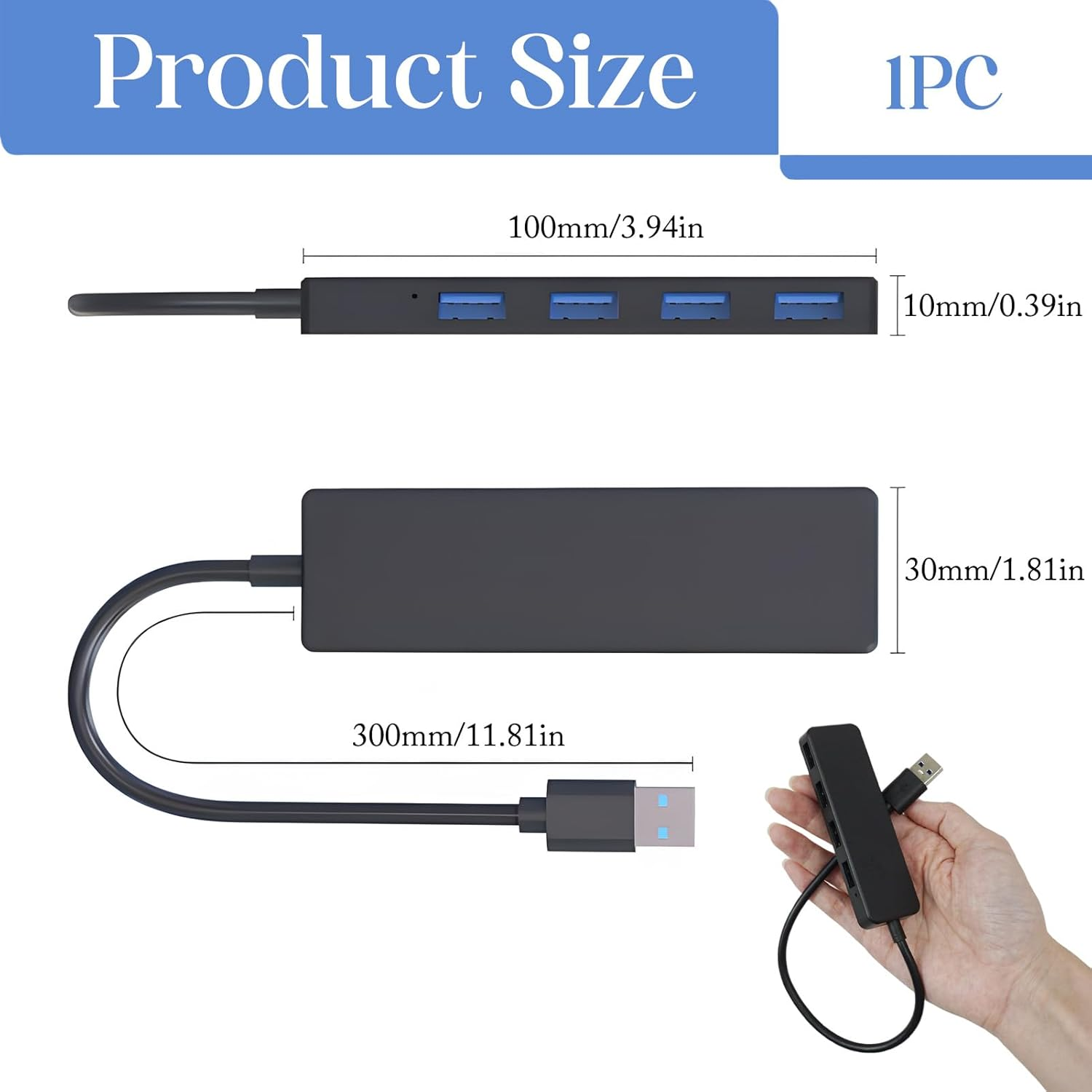 4 Ports USB 3.0 Hub, Type a Splitter Multiport Adapter Splitter Extender - High Speed Data Transfer Expansion - Plug Play Portable Design - Laptop Desktop Computer Accessories Docking Station image number 4