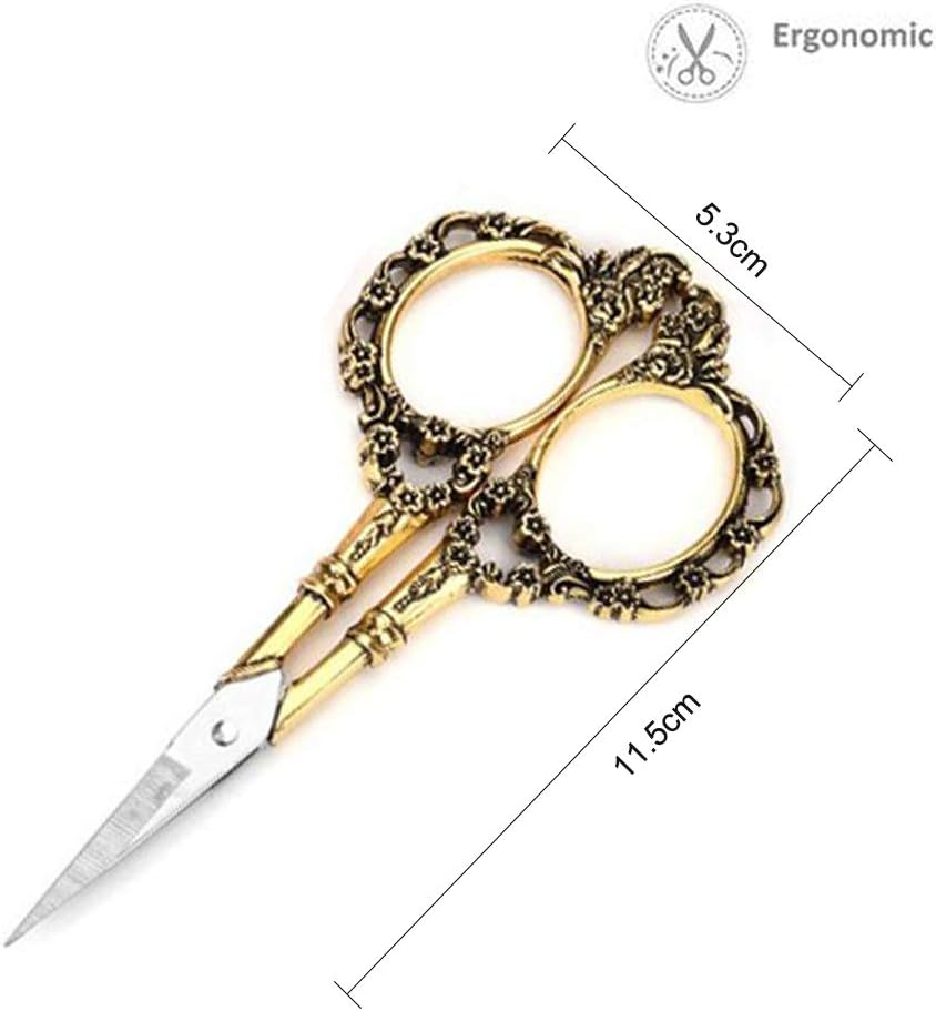 EBANKU Professional Manicure Scissors, Vintage Stainless Steel Cuticle Precision Beauty Grooming for Nail, Facial Hair, Eyebrow, Eyelash, Nose Hair (Gold) image number 1