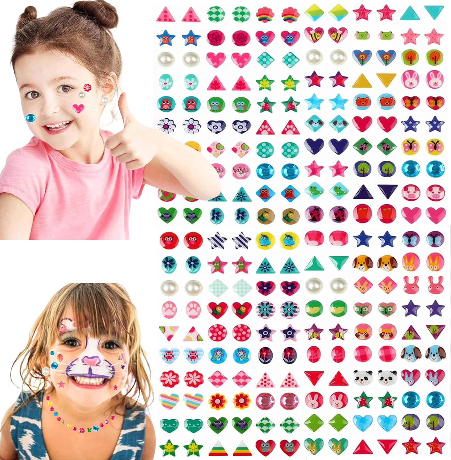 YBVABE 240-Piece 3D Gems Earrings Self-Adhesive Glitter Craft Crystal Stickers for Girls, Children'S DIY Creative Project, Girl'S Self-Adhesive Crystal Decoration image number 1