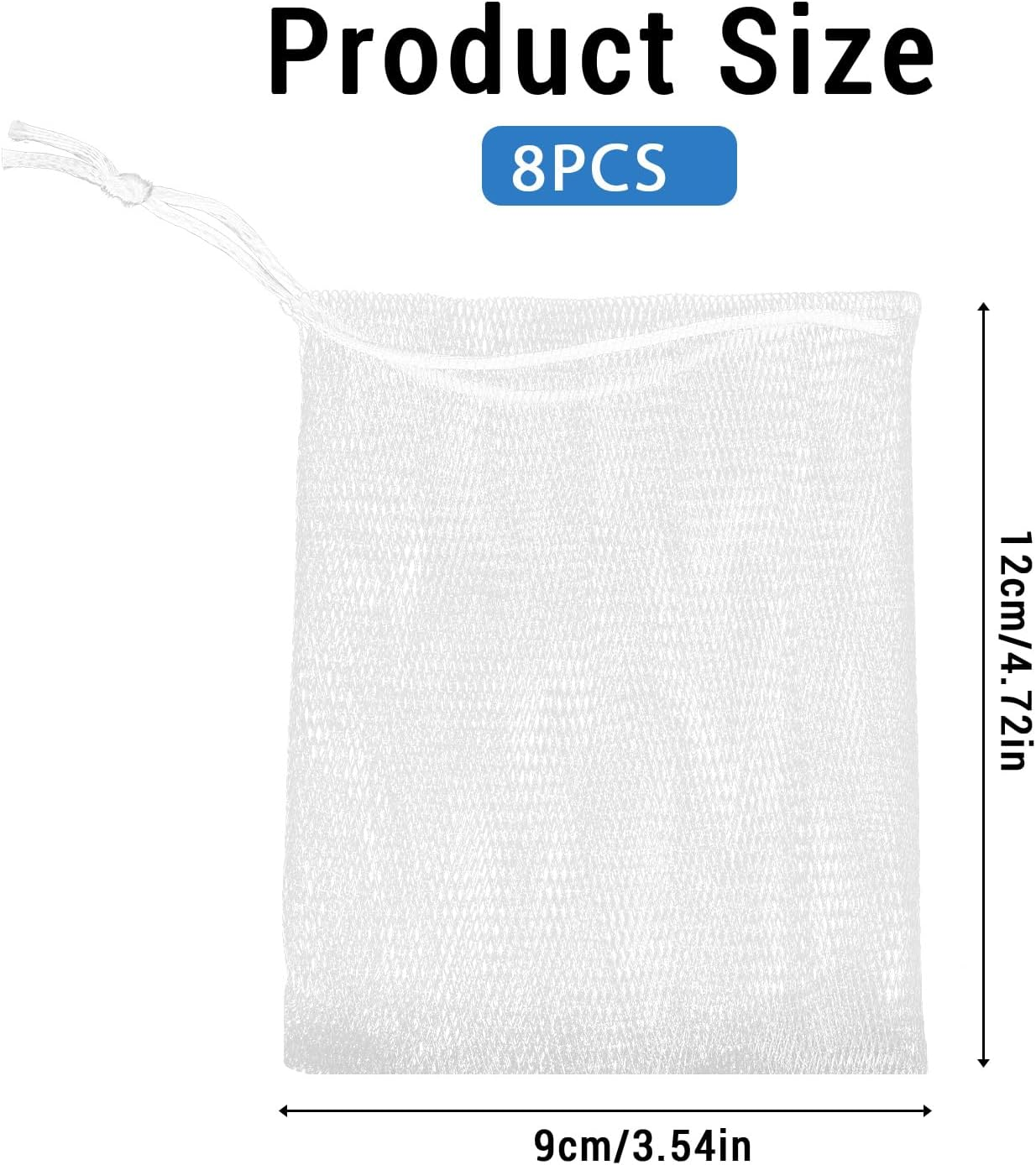 Mozeat Lens 8 PCS Exfoliating Mesh Soap Saver Pouch Bag Mesh Soaps Bag Handmade Soaps Bubble Mes H Net Bags with Drawstring Foaming Net Sack Bags for Bath & Shower