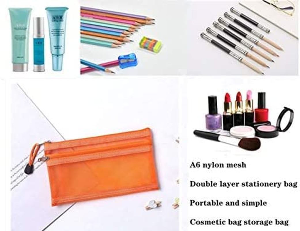 A6 Zipper Pouch Set of Mesh Zipper Bags Clear Zipper Pouch Small Organizer Bag Zipper Folder Bag Cosmetic Bags Travel Storage Bags Colours&hellip; (Colorful)