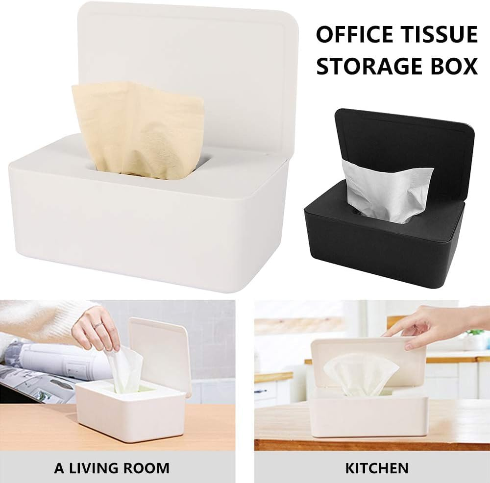 Baby Wipes Dispenser, Pull Wipes Dispenser with Moisture Seal Secure Lid,Baby Wipes Case Holder Keeps Wipes Fresh, Perfect Look Wipe Containers with Sealing Design (White, 1Pcs) image number 4