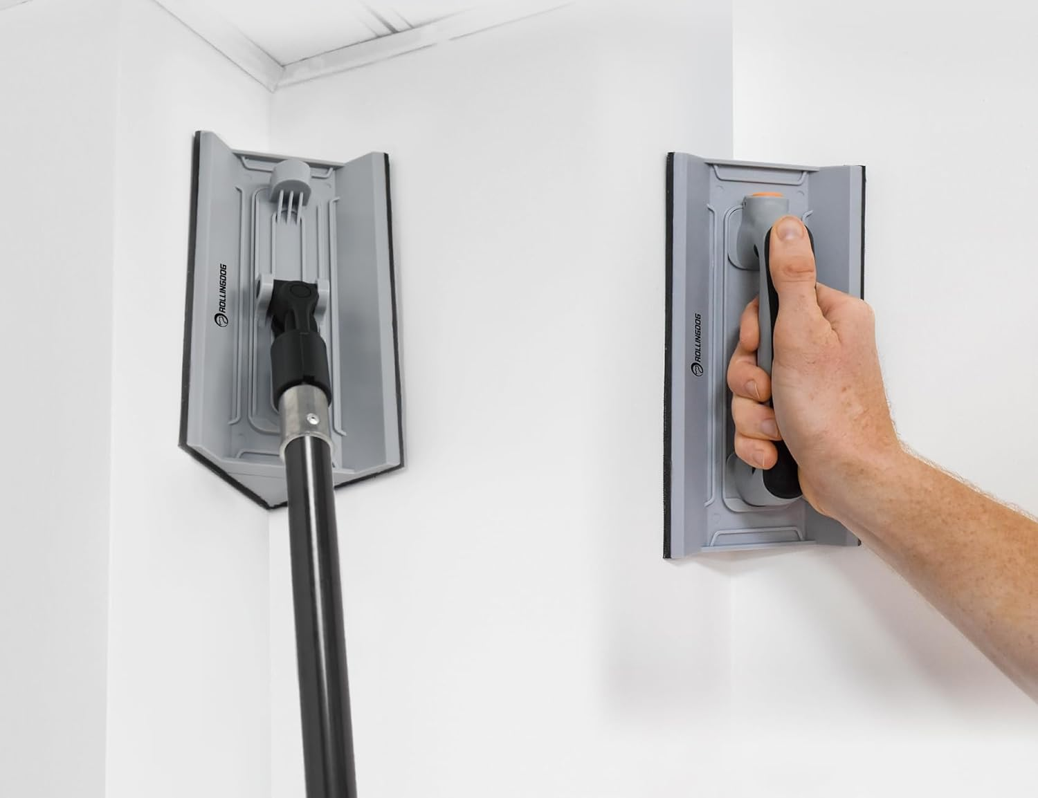 ROLLINGDOG Drywall Sander Set - 6Pcs Oxide Mesh Sandpaper(2Pcs Each 80,120,240 Grit) with Extension Pole,For Corner Wall Cleaning and Polishing - Rectangular Hand Sander image number 6