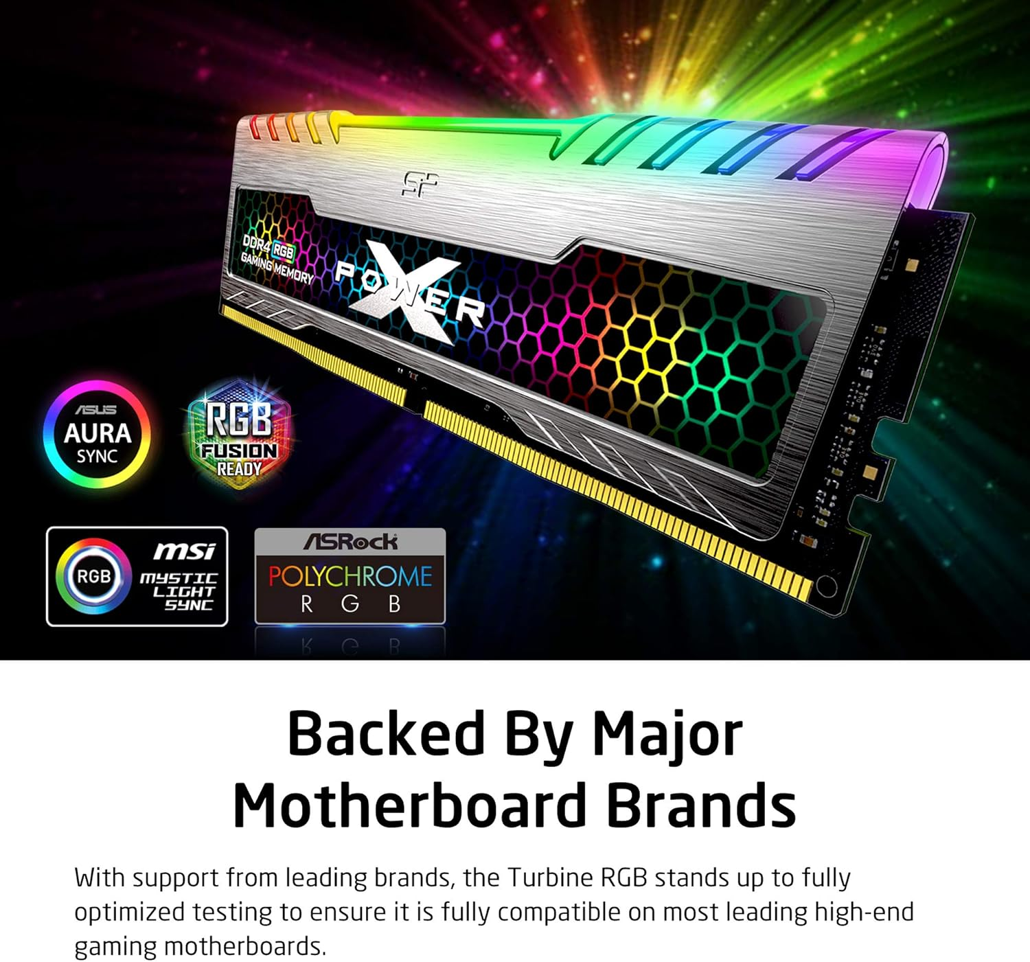 Silicon Power XPOWER Turbine RGB DDR4 32GB (16GB X 2) Dual Channel Kit 3600Mhz PC4-28800 CL18 1.35V 288-Pin UDIMM Gaming Desktop Computer RAM Memory SP032GXLZU360BDB image number 4