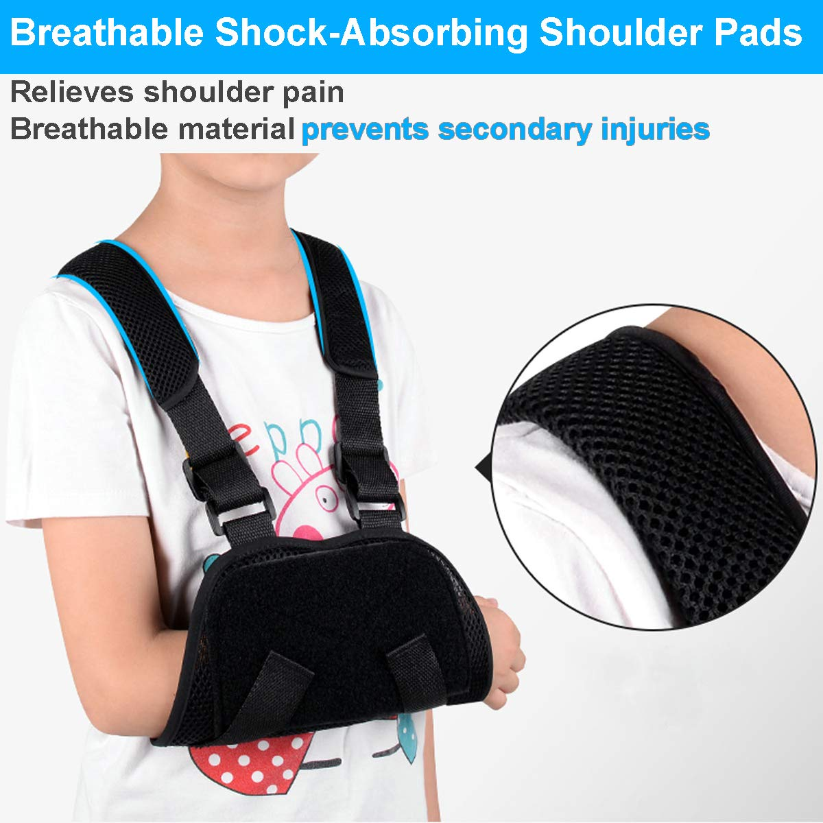 Sling Shoulder Immobilizer Brace Fully Adjustable Rotator Cuff Elbow Support, Includes Immobilizer Band Quick Recovery (Children) image number 2