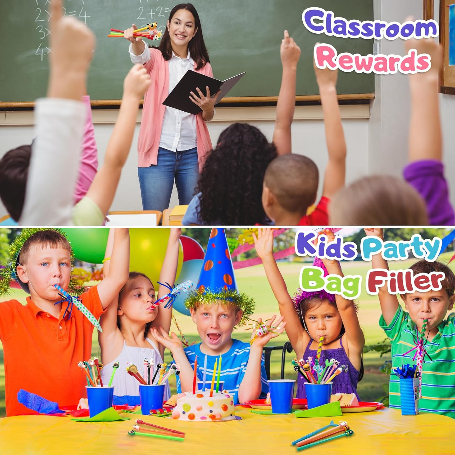 Taefuhnn 30 Pcs Novelty 0.5 Mm Gel Black Ink Pens Bulk for Kids, Assorted Cute Cartoon Animal Gel Ink Pens for Kids Party Favors Bag Fillers, Fun Gel Ink Pens for School Supplies Classroom image number 1