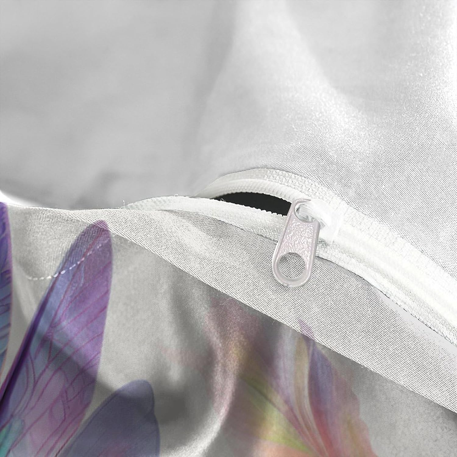 Dragonfly Duvet Cover Set Flower Comforter Cover for Teens 3D Print Bedding Set Microfiber Quilt Cover with Zipper Closure 3 Pieces with Pillowcases,King（210X245Cm） image number 2