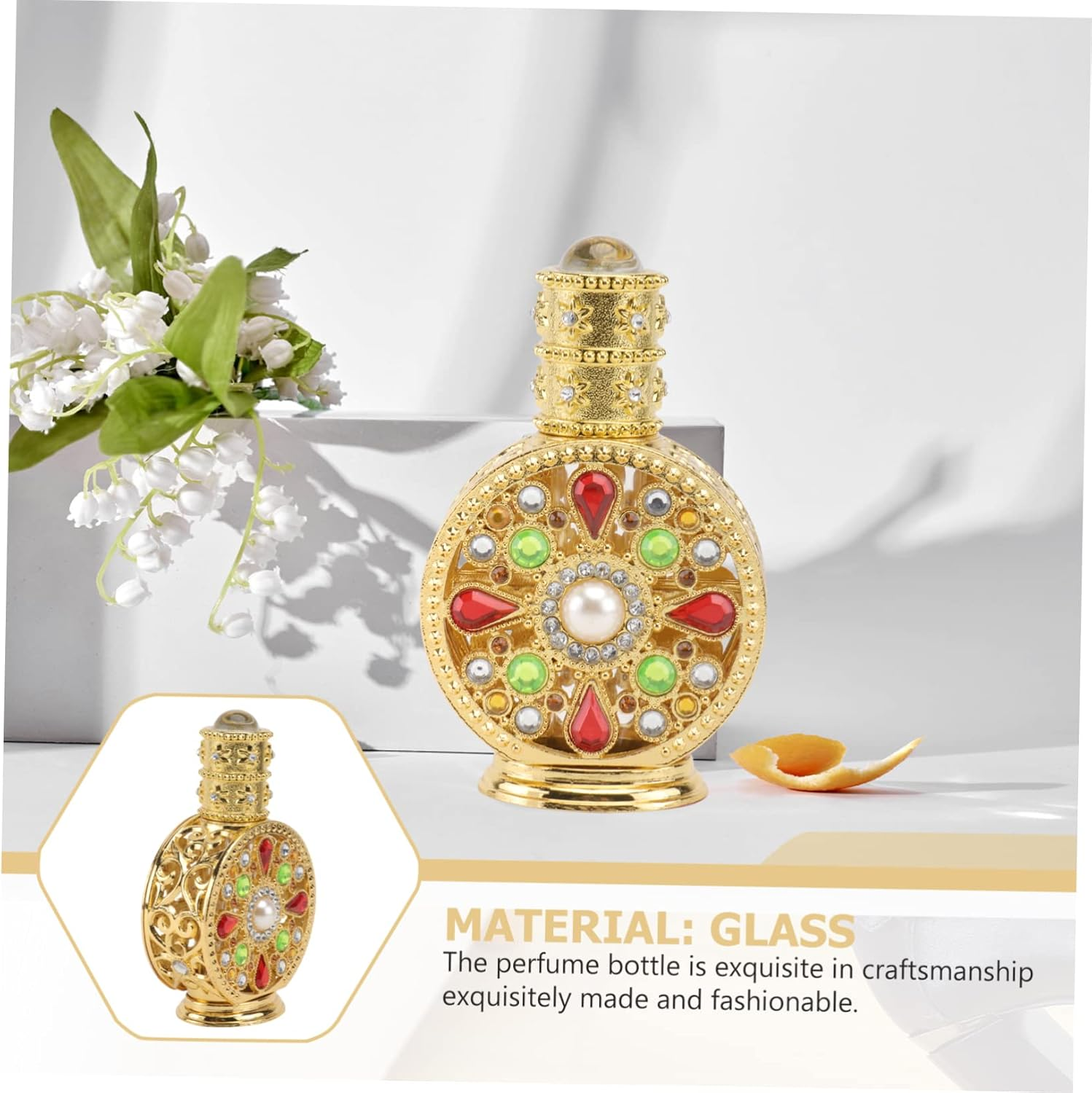 STOBAZA 2Pcs Glass Perfume Bottle Empty Storage Bottle for Essential Oils Inlaid Perfume Holder for Fragrance Decant image number 2