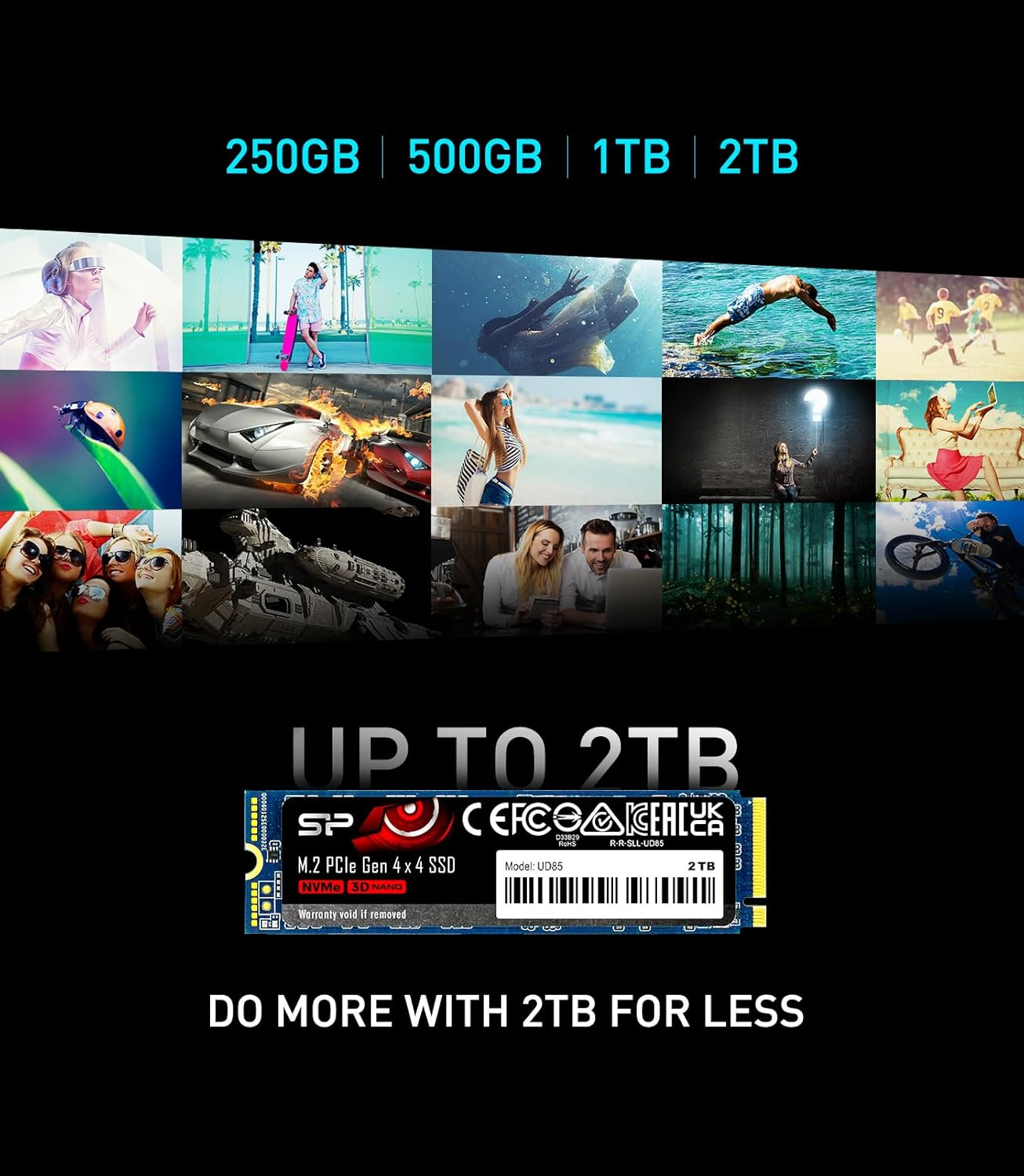 Silicon Power UD85 4TB Nvme Pcie 4.0 M.2 SSD, up to 3600Mb/S, 3D NAND M.2 2280 Pcie Gen4X4 Internal Solid State Drive for Desktop Laptop PC Computer image number 4