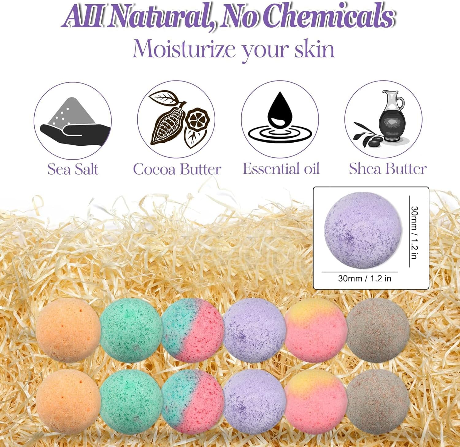 12-Pack Organic Foot Bath Bombs with Bath Salt | Infused with Essential Oils | Relieves Dry Cracked Feet, Athletes Foot, Foot Odor & Soothes Tired Sore Feet image number 4