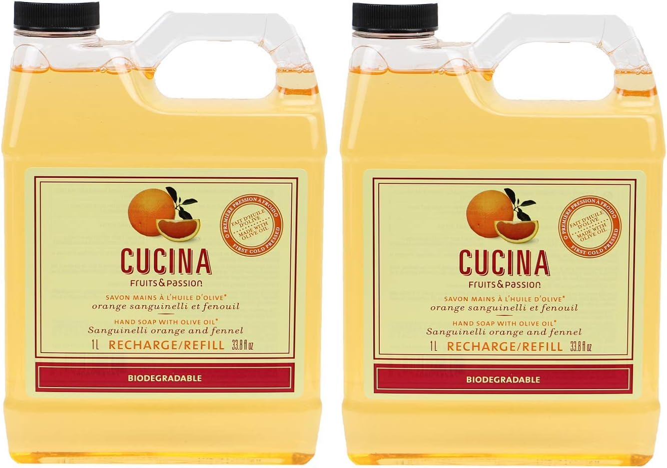 Cucina Purifying Hand Wash Refill, 33.8 Oz Plastic Jug (2, Sanguinelli Orange and Fennel) image number 4