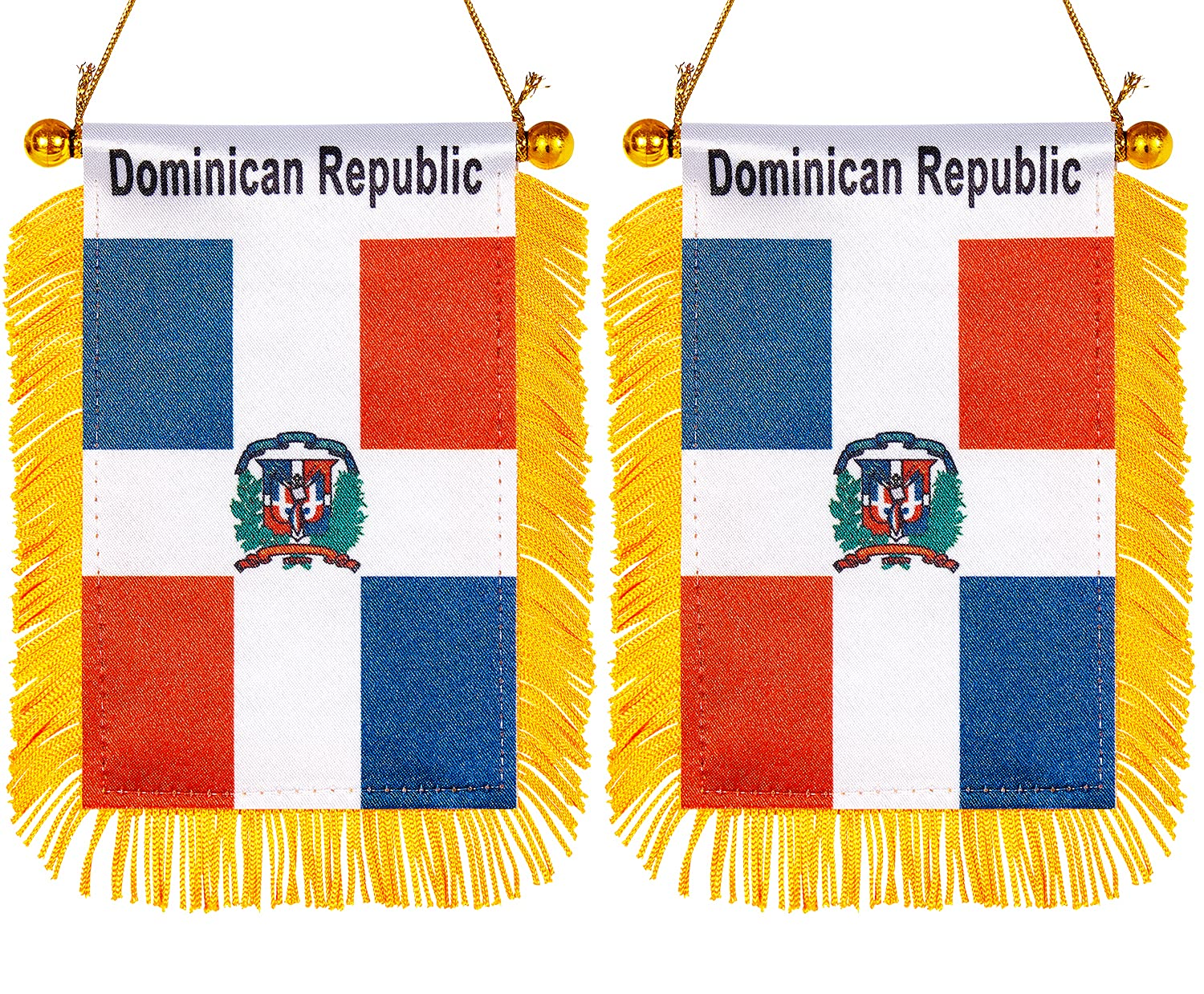 Zxvzyt 3 X 5 Inch Romania Window Hanging Flag Romanian Small Mini Car Flags Banners Rearview Mirror Decoration - with Suction Cup & Golden Fringy Banner(2 Pack)