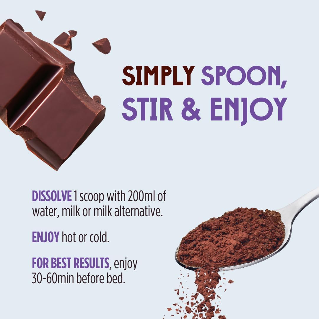 Peak Unwind Hot Chocolate Powder with Magnesium, Natural Sleep Aid - Sugar Free Dark Chocolate - Chamomile & Sleep Hot Powder, Keto-Friendly, Dairy-Free - 30 Servings image number 6