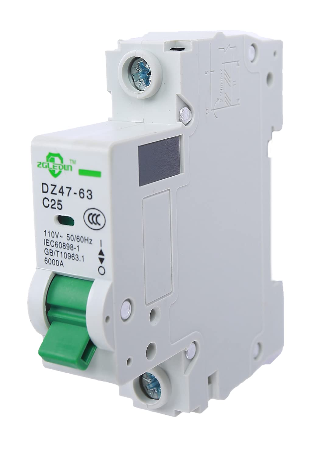 ZGLEDUN AC Miniature Circuit Breaker, 1 Pole 50 Amp, 12-240VAC, 6Ka Din Rail Mount Breaker with Thermal Magnetic Trip, DZ47-63 1P, AC Solar MCB image number 5