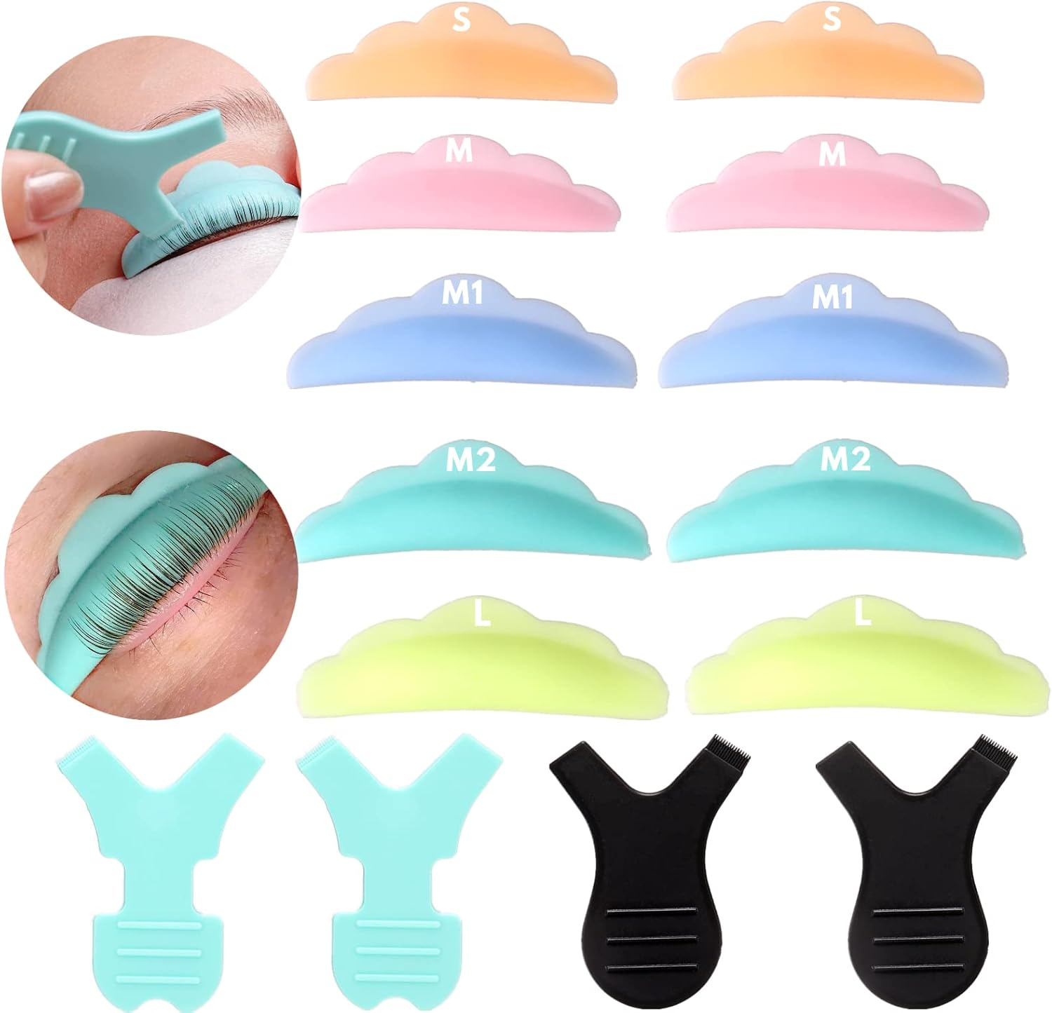 Liber Beauty Lash Lift Pads,Diy Eyelash Lift Pads,Eyealsh Perm Rods,Lash Lifting at Home 10 Pcs Eyelash Curler Pads 5 Size SMM1M2L Reusable Soft Silicone Shields (Colorful-Lift Pads(5Pair)) image number 5