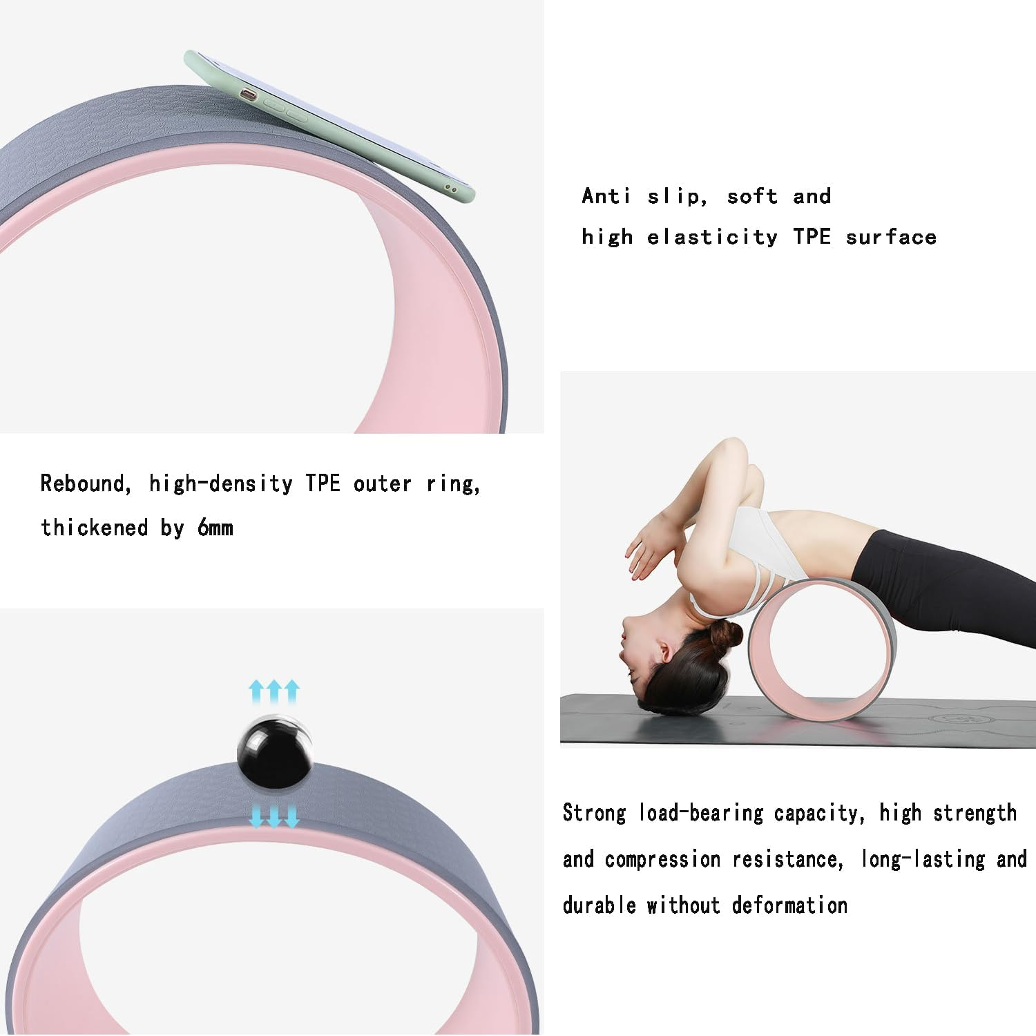Yoga Wheel Back Stretcher, Fitness Yoga Wheel for Stretching, Yoga Prop Wheel, Comfortable Support for Yoga Poses, Body Sport Yoga Back Roller for Relieve Back Pain, Exercise Yoga Backbend Wheel image number 2