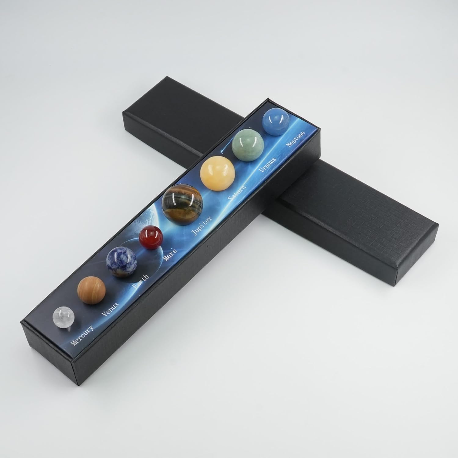 Natural Gemstone Solar System Model Kit, 8 Planet Chakra Healing Crystal Ball Set for Space Decor, Meditation, and Gifts, Unique Celestial Design for Astronomy Enthusiasts, Home Office Desk Decoration image number 2