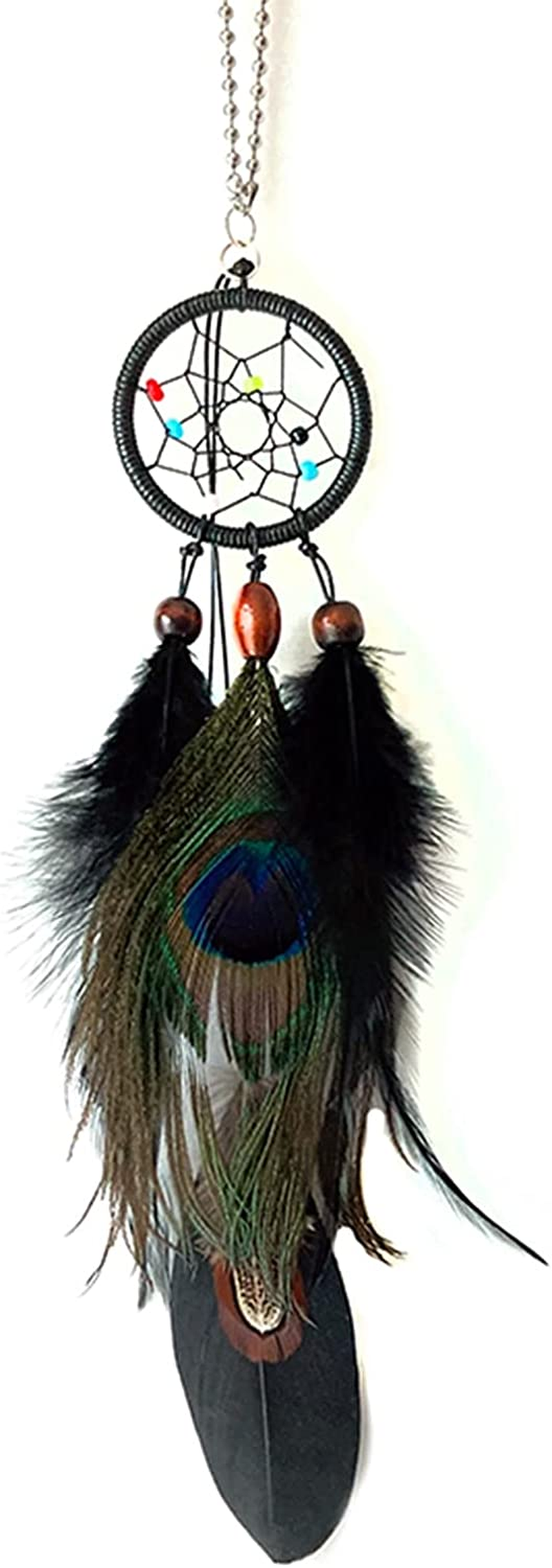 Dream Catcher Car Rear View Mirror Pendant Car Charm with Crystal Beads Small Dream Catchers for Rearview Mirror Hanging Kids Bedroom Decor (Black) image number 3