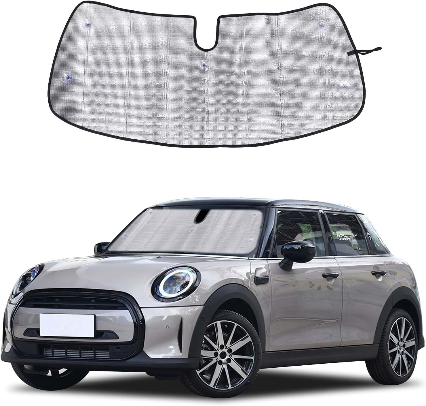 Windshield Sunshade Fit for Mini Cooper 2015-2024, Folding Car Sun Shade for Front Window, Auto Sun Protection Visors Blocks UV Rays and Keeps Vehicle Cool, 1PCS image number 1