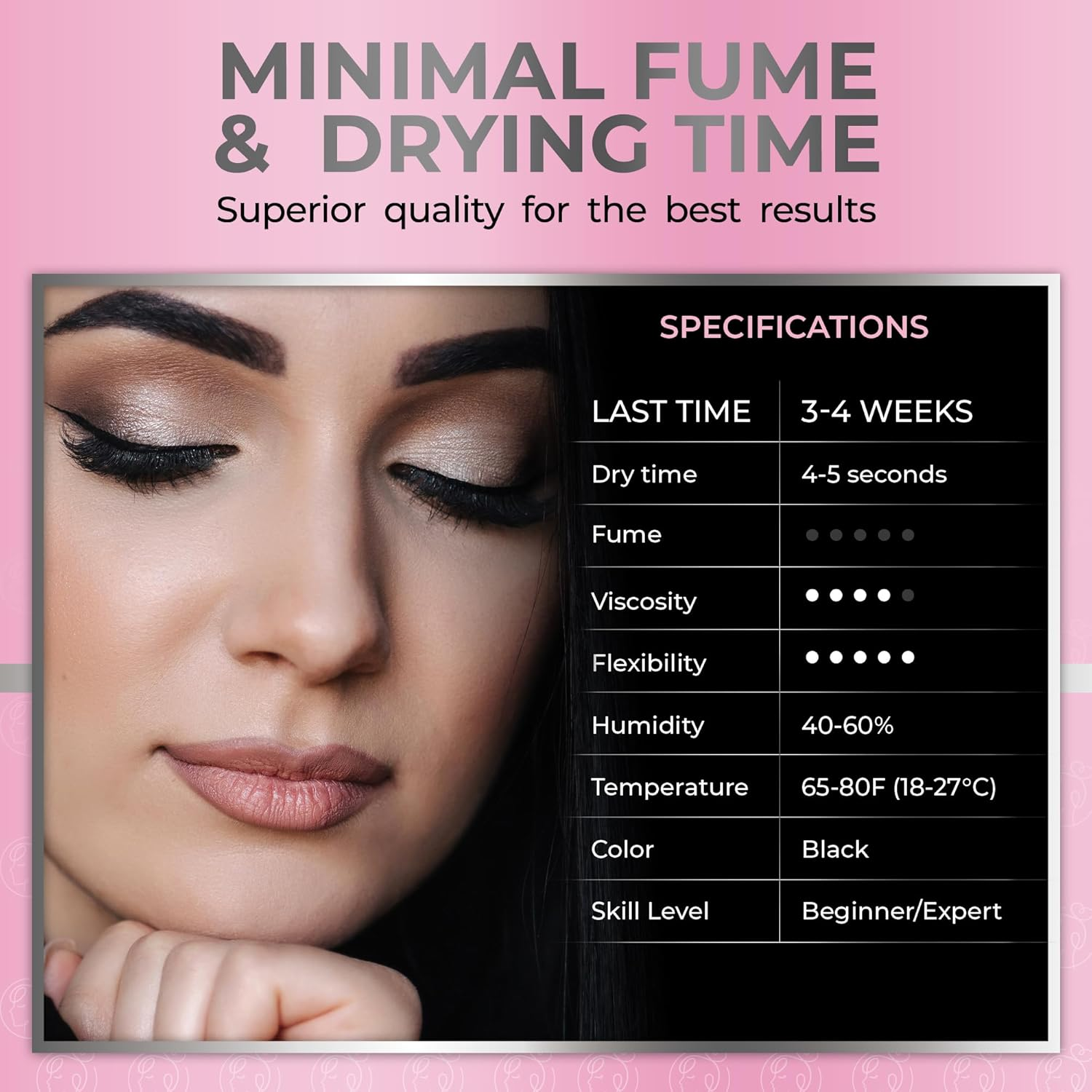 Ultra Sensitive Eyelash Extension Glue Liore Lash/Retention &ndash; 3-4 Weeks/No Burn No Irritation Lash Glue/Black Adhesive/Professional Supplies for Classic/Volume Lashes (0.17Fl.Oz / 5Ml) image number 2