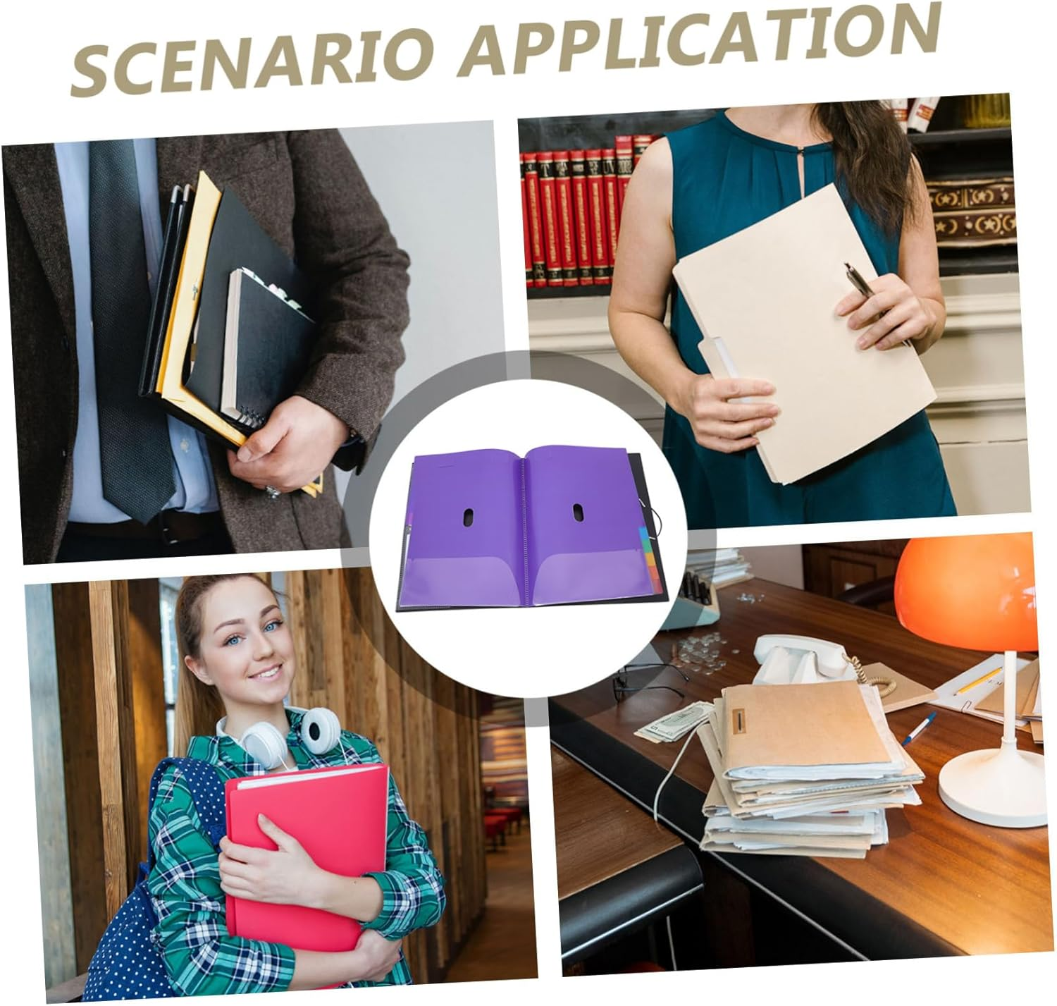 MINAOLULUS Cluster Folder File Organizer Expandable Multi-Pockets Folders for Office School Supplies Documents Organizers image number 2