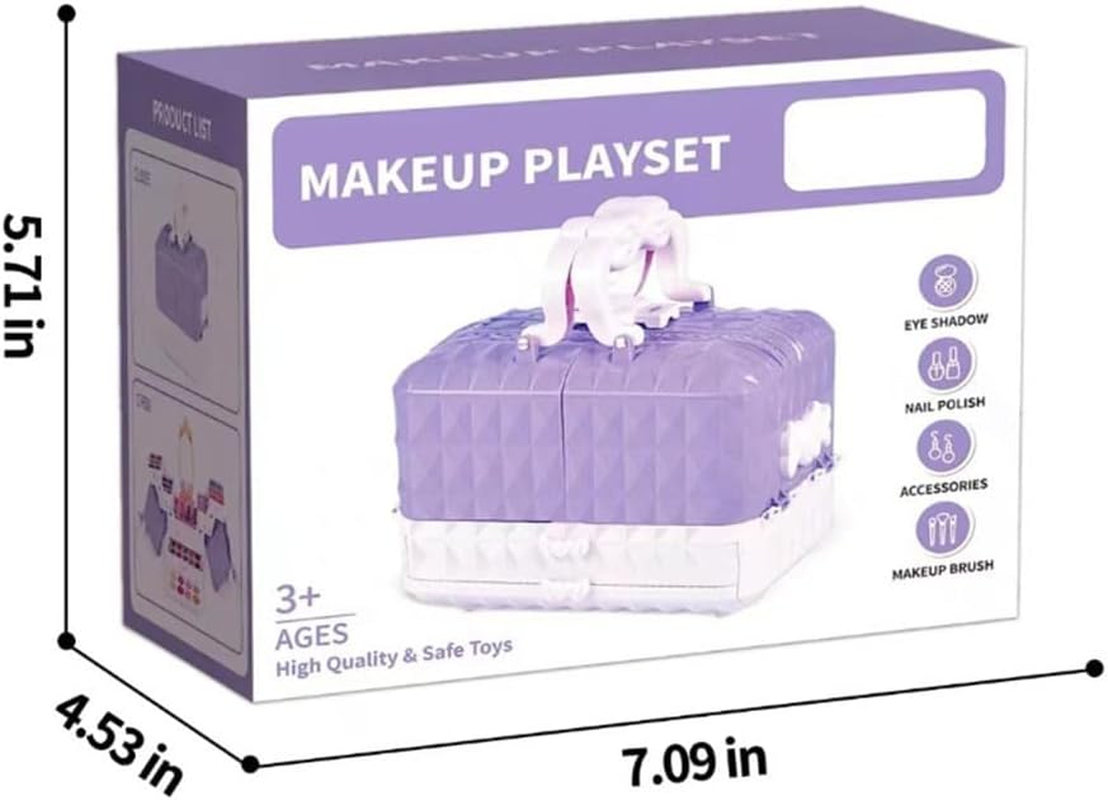 52 Pcs Kids Makeup Set for Girls, Princess Real Washable Pretend Play Cosmetic Set Toys with Mirror, Non-Toxic & Safe, Birthday Gifts for 3 4 5 6 7 8 9 10 Years Old Girls Kids (Purple)