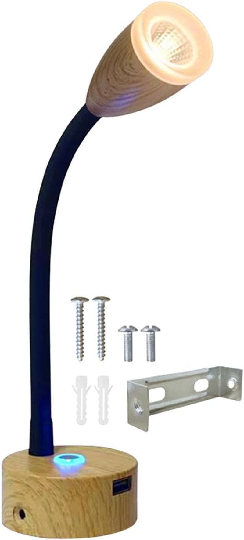 RV Reading Lamp Dimmable 3W 12V-24V with USB Port Portable Interior Lighting Memory Function for Travel Camper Boat Van Bed, Black image number 4