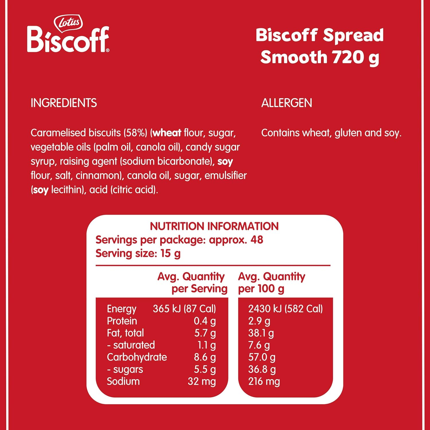 Lotus Biscoff - Sweet Spread - Smooth - Caramelised Biscuit Flavor - Vegan - Nut Free - No Colours or Added Flavours - 720G image number 5