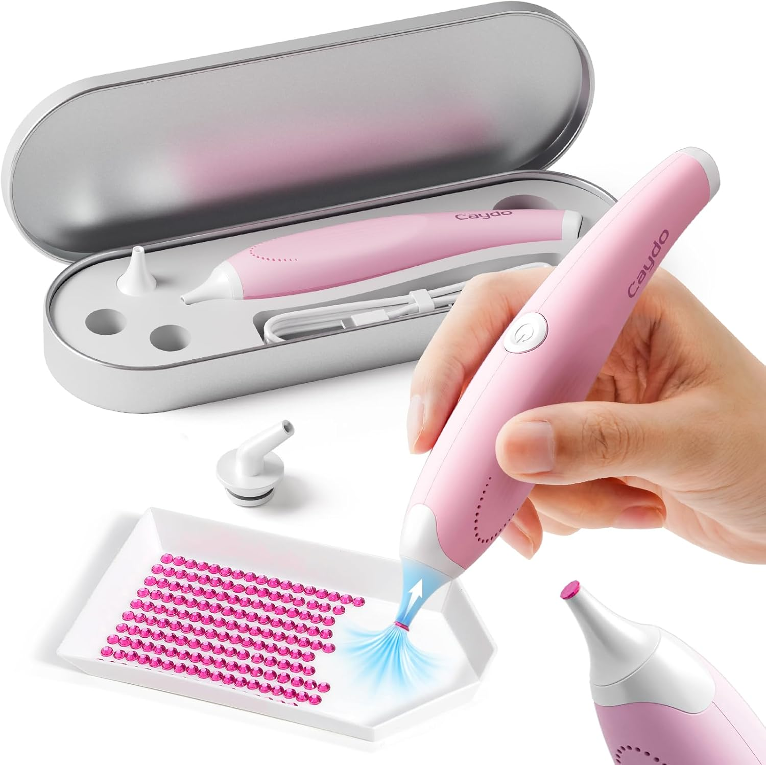 Caydo Cordless Electric Diamond Painting Pen, E-Painter for Diamond Painting - Diamond Art Pen with Vacuum Technology, Ergonomic Design & Storage Tray &ndash; No Wax, Patented (Pink) image number 6