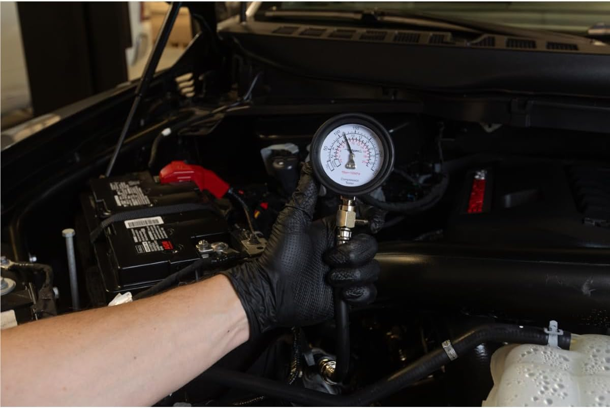 Mityvac MV5530 Engine Compression Test Kit, Manual Pressure Release, 2-3/4 In. Bourdon Tube Gauge, Quick-Disconnect Coupler, Includes Threaded Adapters for Motorcycles, Marine and Small Engines image number 1