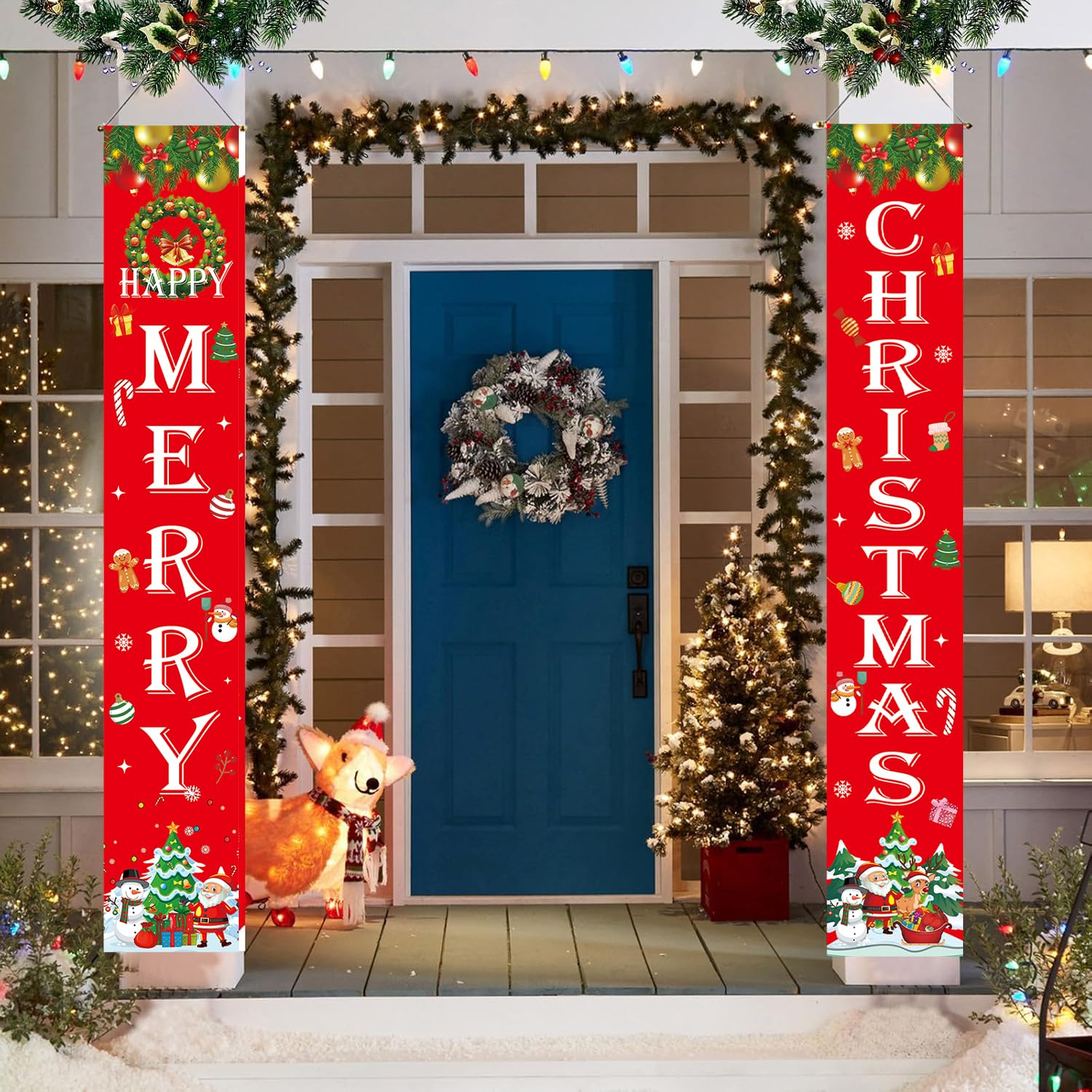 POGEPE Merry Christmas Banner, 180 Cm X 30 Cm, Red, Christmas Decoration for Indoor and Outdoor image number 3