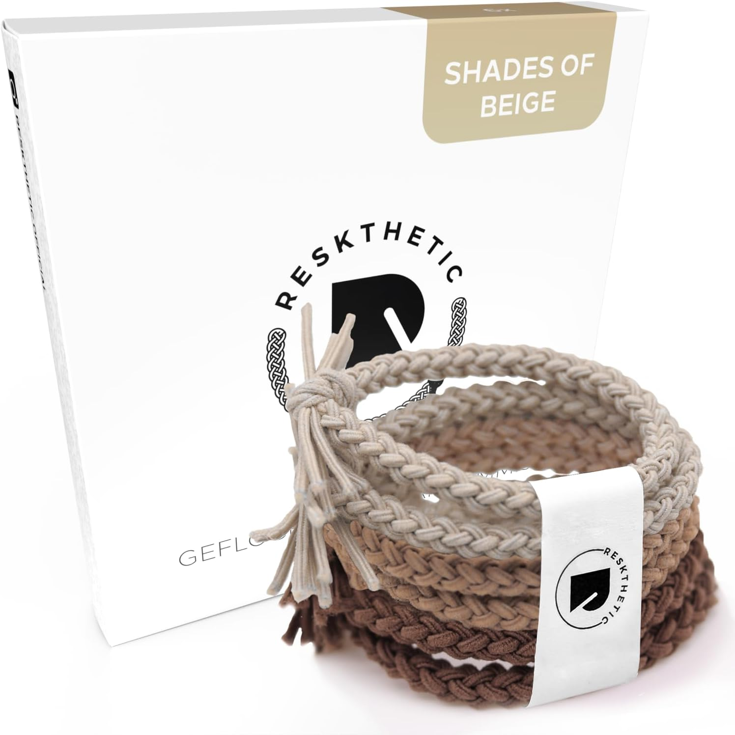 Reskthetic&reg; Hair Scrunchie - High-Quality Braided Hair Bobbles with Perfect Hold, Extremely Tear-Resistant Braid Elastics, Comfortable to the Hair (Brown)