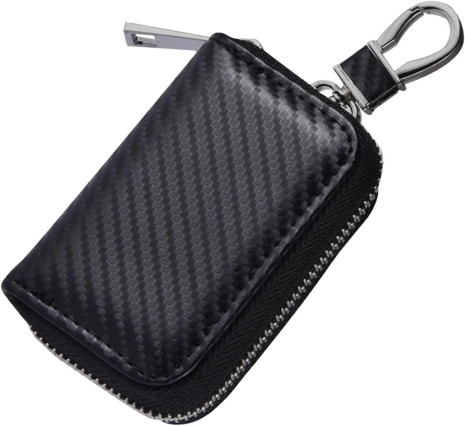 Car Key Signal Blocker Bag RFID Shielded Signal Zipper Case PU Leather Anti-Hacking Anti-Theft Key Fob Pouch Auto Faraday Box