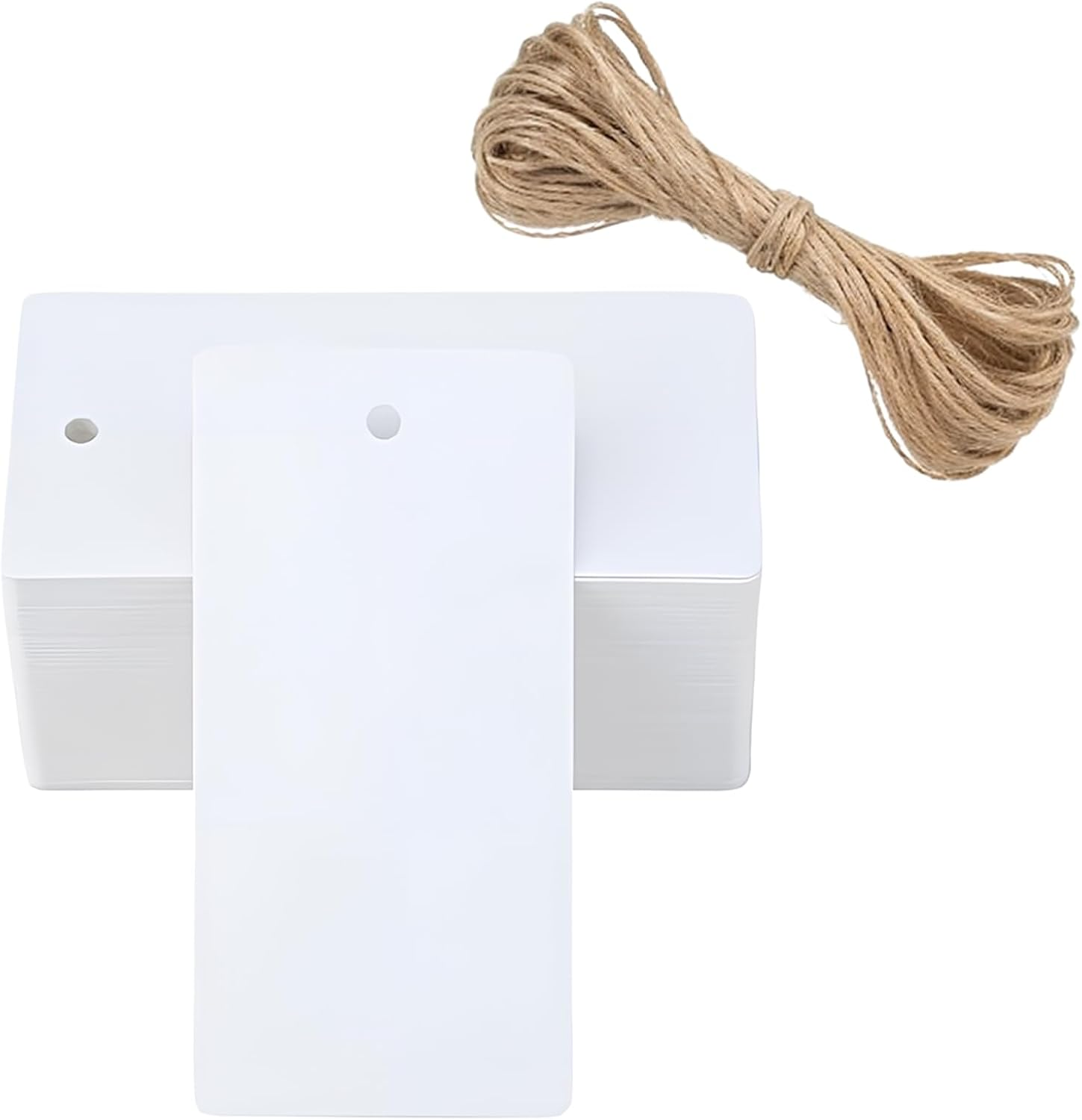 100 Pcs Kraft Paper Tags, Large Gift Tags, Blank Paper Tags with String, Large Gift Labels for Wedding Favors, Craft Paper for Presents, Kraft Paper Paper with Free Natural Jute (White) image number 2