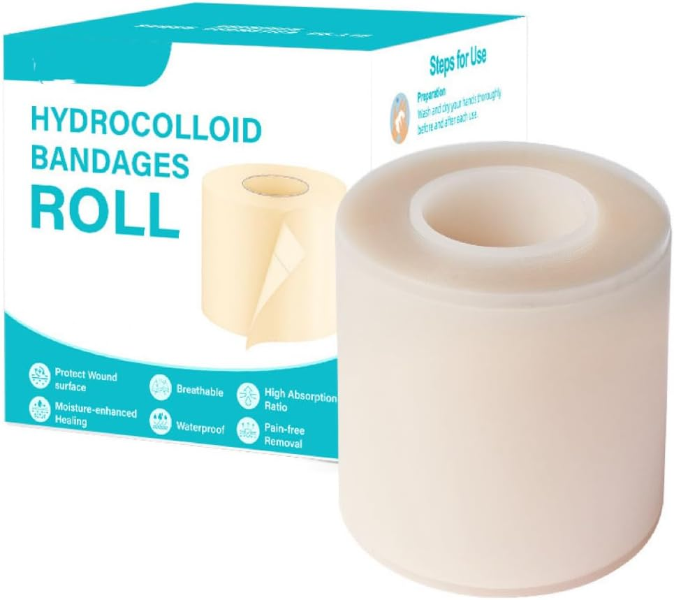 Hydrocolloid Roll for Wound Care, 5Cm*2M Hydrocolloid Bandages Rolls Tape, Waterproof and Ultra Absorbent Patch Bandages Cut-To-Size, First Aid Kit Essential for Burn Blister (Color A)