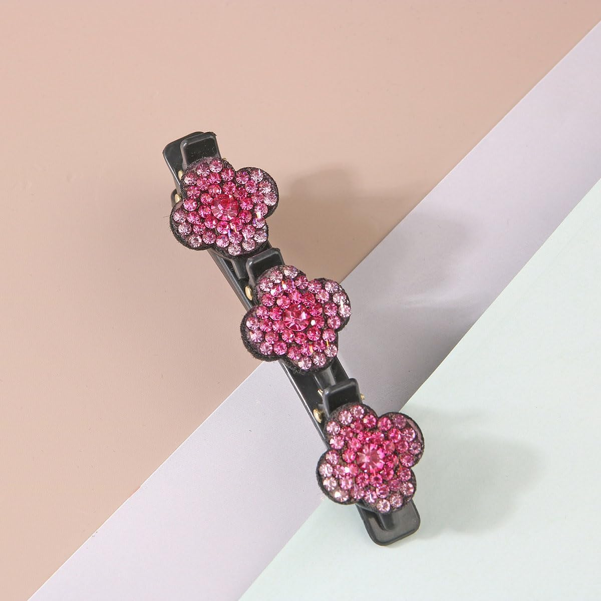 Pack of 4 Women'S Hair Clips, Crystal Hair Clips, Braided Rhinestone Hair Clips, Double Layer Hair Clips with 3 Small Clips for Women and Girls, Daily, Party, Wedding (Colour1) image number 6