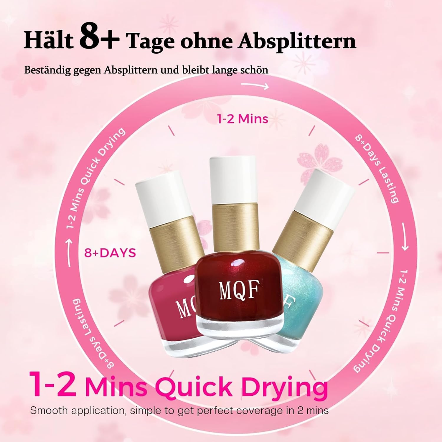 Black Nail Polish, 12 Ml Natural Glitter Babypink Quick-Dry Nail Polish, Quick Drying & Long-Lasting Plain Colour Coat, Regular Nail Polish for Women Girls DIY Nail Art (Black) image number 2