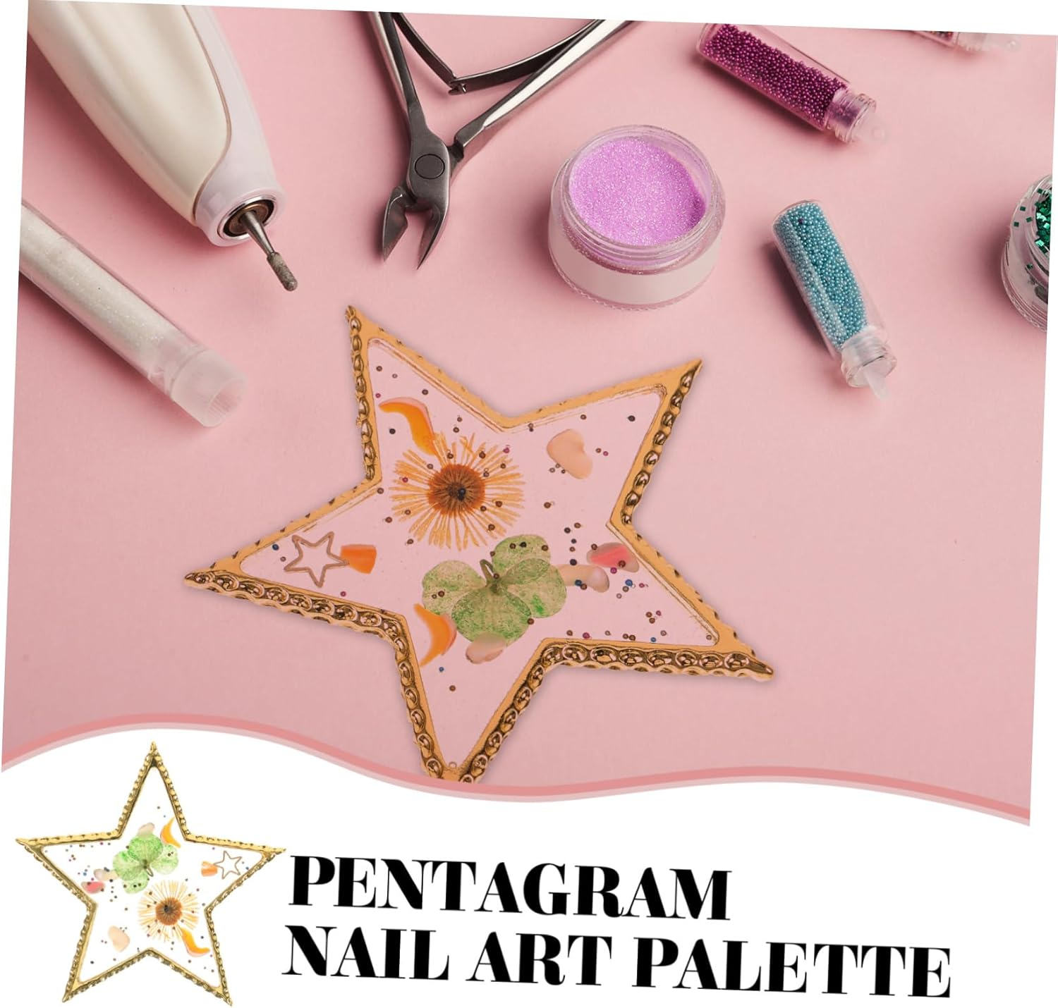 IWOWHERO Nail Art Palette Resin Nail Painting Mixing Pallet Multi-Function for Diy image number 1