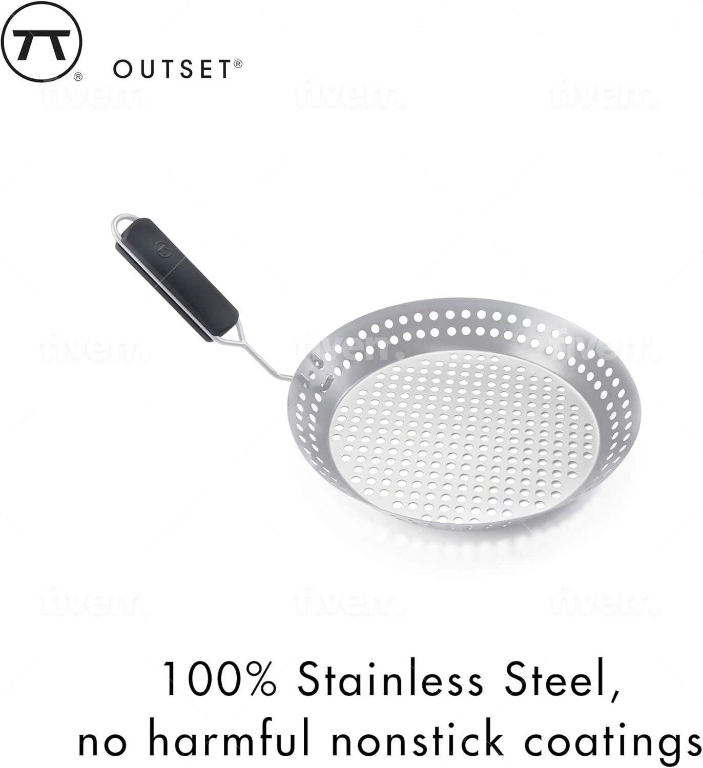 Outset Grill Skillet with Removable Handle, Stainless Steel image number 1