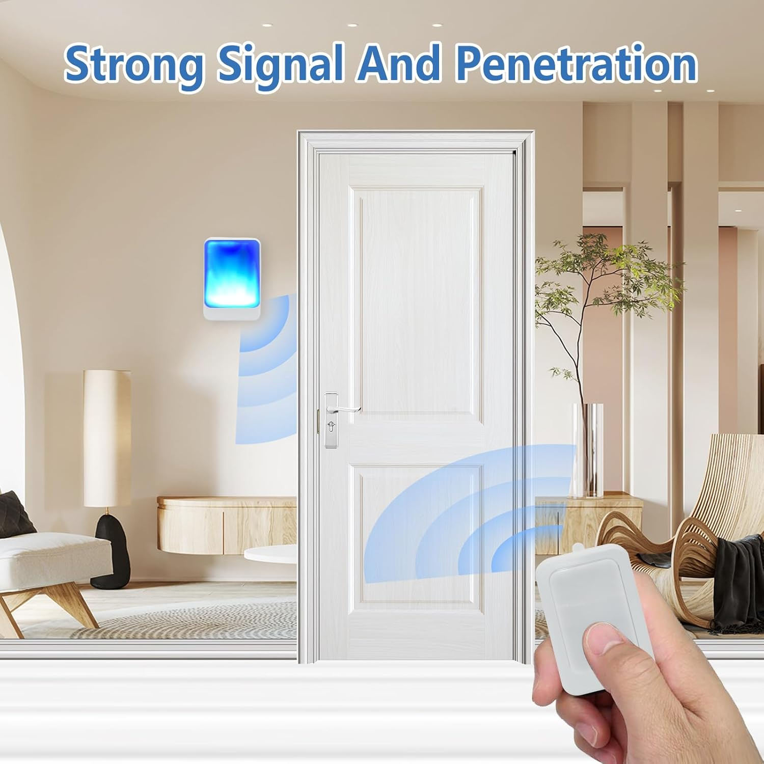 Loud Flash Doorbell with 7 Colors of Bright Light and 4 Volumes, Wireless Doorbells,At Home/Office,Suitable for the Elderly, Hearing Impaired People,Pregnant Women,2 Transmitters with 3 Receivers image number 6