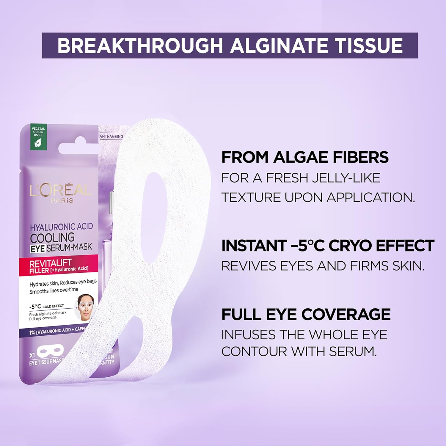 L'Or&eacute;al Paris Revitalift Filler Hyaluronic Acid and Caffeine Plumping and Brightening Eye Sheet Mask image number 6