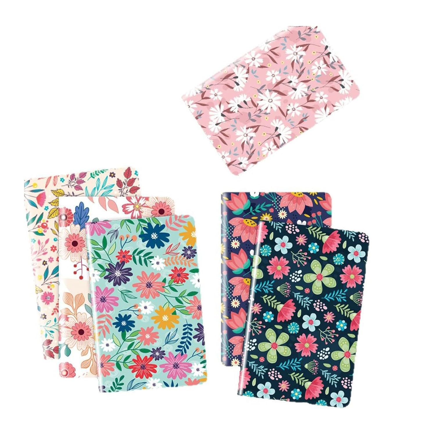 12PCS A5 Aesthetic Notebook, Hardcover College Straight Line Horizontal Line Notebook, Cute Blooming Floral Journaling Notebook with Double Pocket Lined Pages, for Office, School, and Gift image number 5