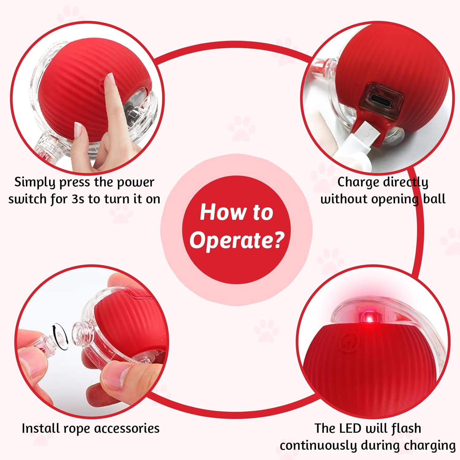 Interactive Cat Toys, Automatic Cat Toys for Indoor Cats Electric Rolling Cats Ball Toy Rechargeable Irregular Moving Cat Toys Chase Mate Ball Smart Pet Ball for Indoor Large Small Cats & Dogs image number 1