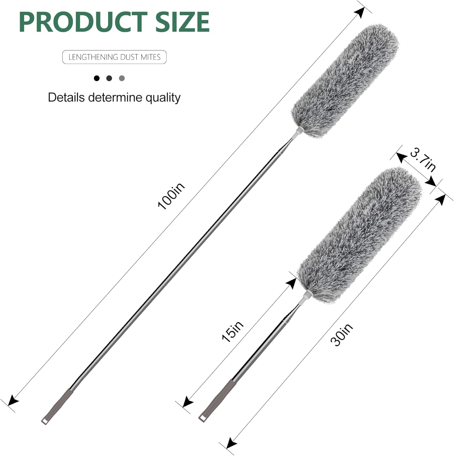 Setsail Extra-Long Dusters with Extension Pole 100-Inch for Cleaning, Bendable Microfiber Head Washable Ceiling Fan Duster for High Ceilings, Furniture image number 4