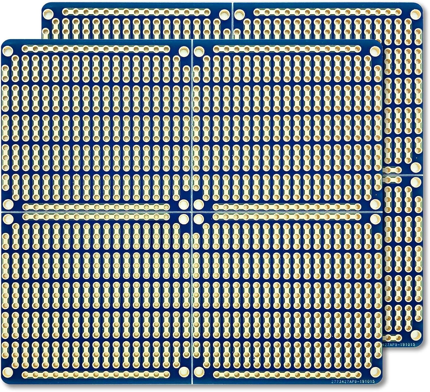 Electrocookie Snappable PCB, Strip Board with Power Rails for Arduino and Electronics, Gold-Plated, 3.8"X3.5" (2 Pack, Blue) - 1.Blue image number 5